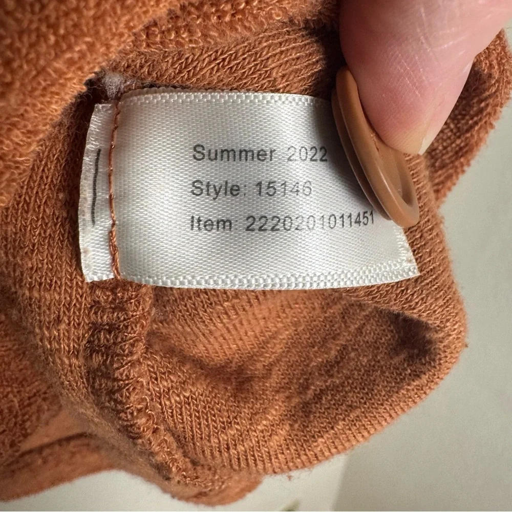 Marine Layer light brown‎ Terry Cloth crop Shirt button up - Picture 5 of 6